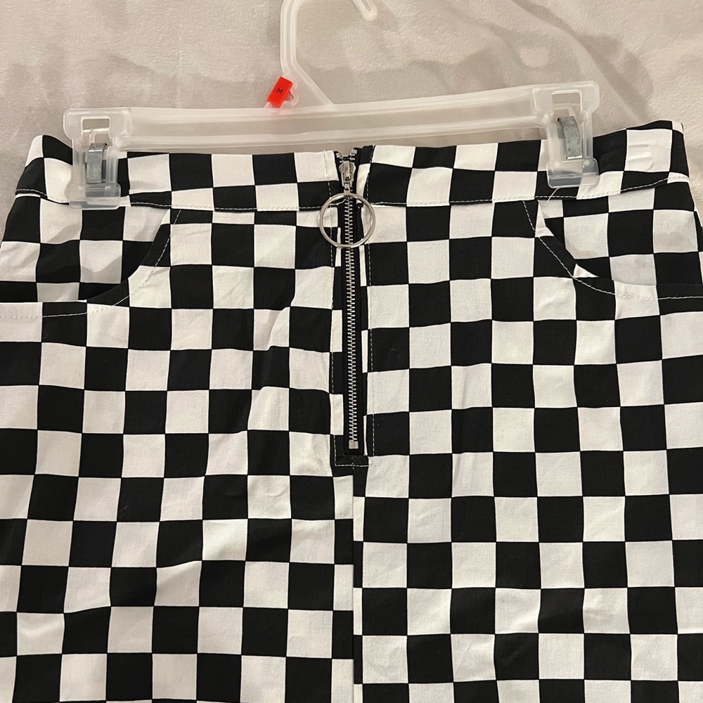 Checkered zip mini skirt